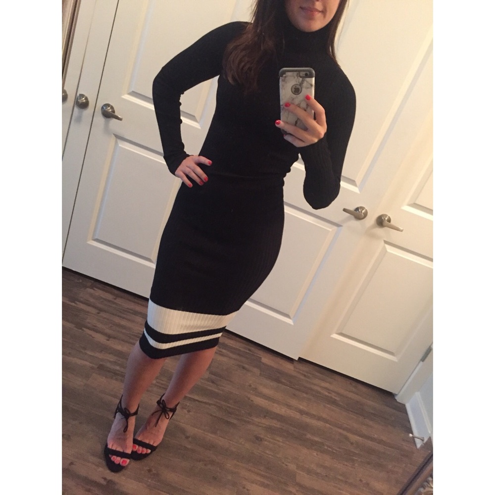 Black sexy turtleneck sweater bodycon